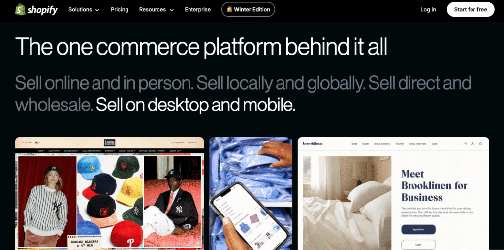 shopify home page- Shopify website design